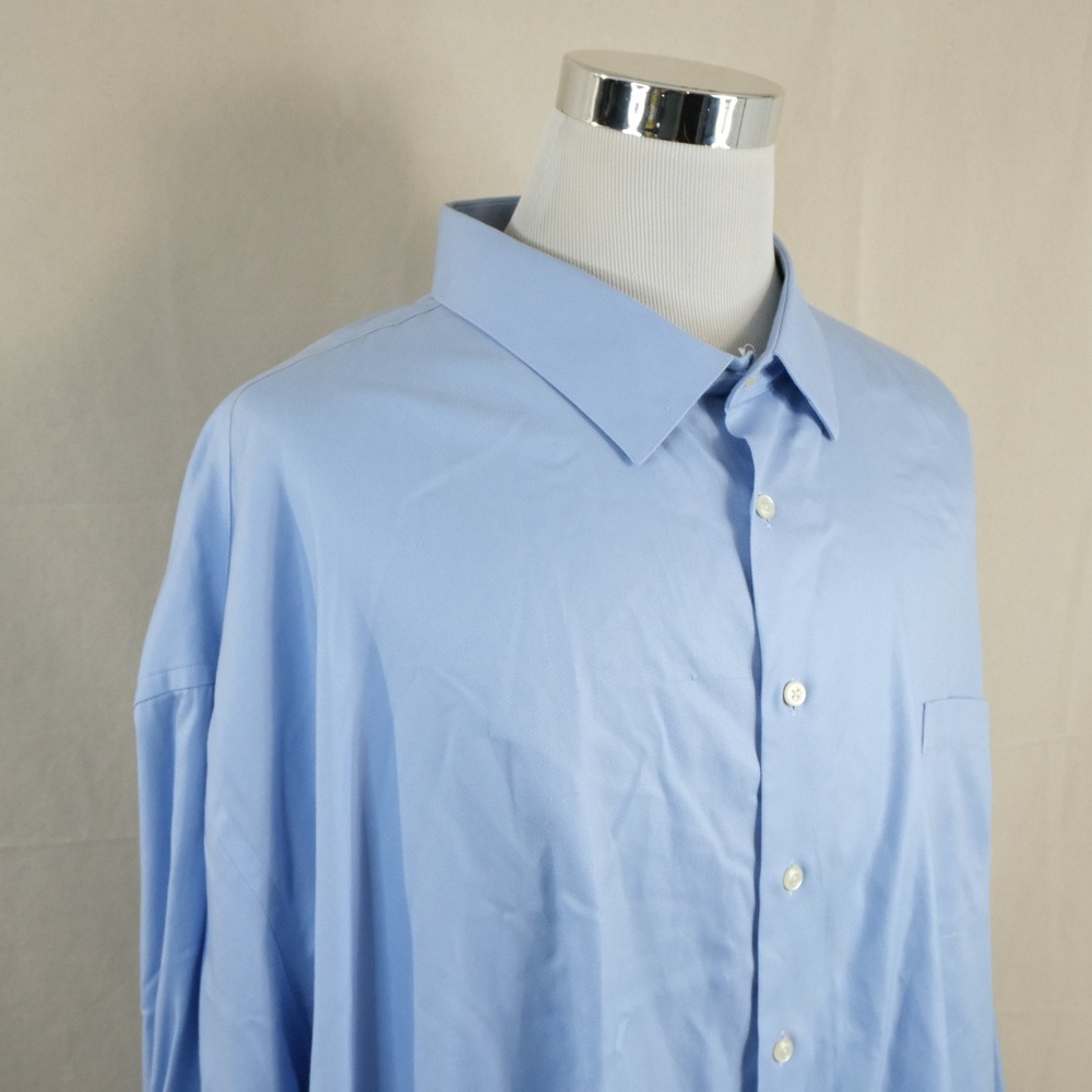 Pronto Uomo 22 34/35 Regular Fit Dress Shirt Blue Non Iron French Cuffs Mens